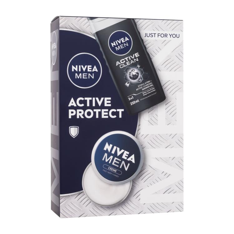 Nivea Men Active Protect Darilni set krema za obraz, telo in roke Men Creme 75 ml + gel za prhanje Men Active Clean 250 ml