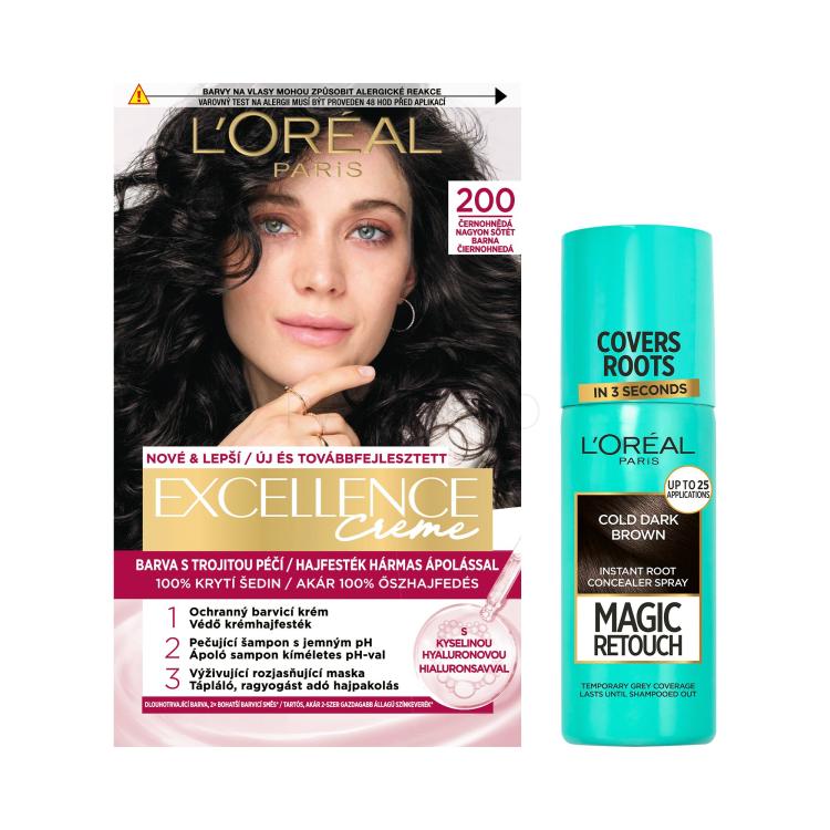 Set Barva za lase L&#039;Oréal Paris Excellence Creme Triple Protection + Barva za lase L&#039;Oréal Paris Magic Retouch Instant Root Concealer Spray