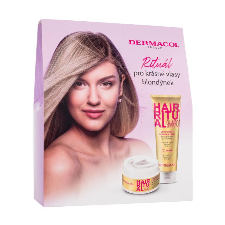 Dermacol Hair Ritual Super Blonde Darilni set šampon Hair Ritual Grow Effect &amp; Super Blonde 250 ml + maska za lase Hair Ritual Super Blonde &amp; Intensive Care 200 ml