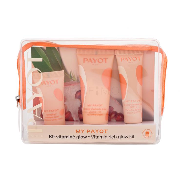 PAYOT My Payot Vitamin Rich Glow Kit Darilni set dnevna krema za obraz 30 ml + krema za obraz SPF 15 20 ml + nočna maska za obraz 15 ml + torbica