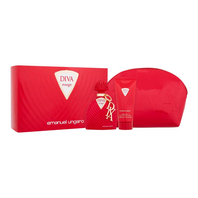 Emanuel Ungaro Diva Rouge Darilni set parfumska voda 100 ml + losjon za telo 100 ml + kozmetična torbica