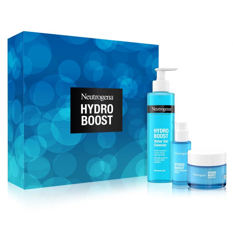 Neutrogena Hydro Boost Gift Set New Darilni set serum za obraz Hydro Boost Hyaluronic Acid Ultra-Hydrating Serum 15 ml + gel za obraz Hydro Boost Hyaluronic Acid Water Gel 50 ml + čistilni gel za obraz Hydro Boost Water Gel Cleanser 200 ml