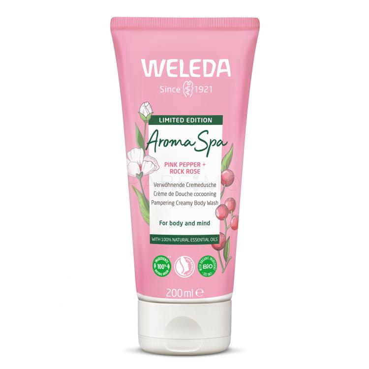 Weleda Aroma Spa Pink Pepper + Rock Rose Pampering Creamy Body Wash Krema za prhanje za ženske 200 ml