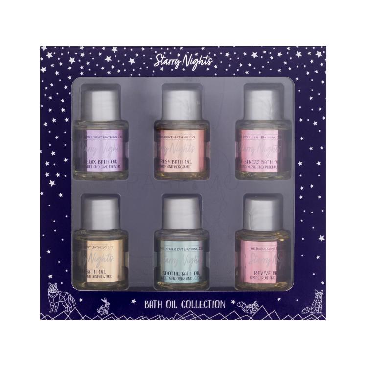 The Indulgent Bathing Co. Starry Nights Bath Oil Collection Darilni set Relax Bath Oil Lavender &amp; Lime Flower 15 ml + Refresh Bath Oil Mandarin &amp; Bergamot 15 ml + De-Stress Bath Oil Ylang Ylang &amp; Patchouli 15 ml + Calm Bath Oil Chamomile &amp; Sandalwood 15 ml + Soothe Bath Oil Sweet Marjoram &amp; Jojoba 1