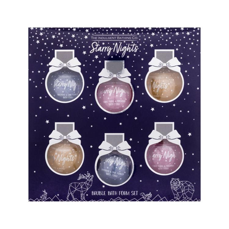 The Indulgent Bathing Co. Starry Nights Bauble Bath Foam Set Darilni set pena za kopel Lavender And Lime Flower Bath Foam 2 x 30 ml + pena za kopel Ylang Ylang And Patchouli Bath Foam 2 x 30 ml + pena za kopel Jasmine And Neroli Bath Foam 2 x 30 ml poškodovana škatla