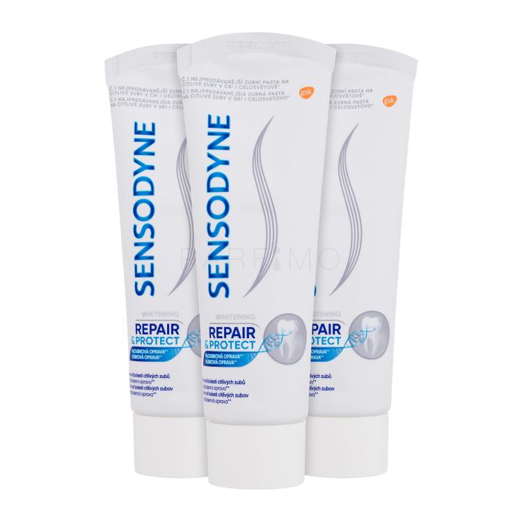 Sensodyne Repair &amp; Protect Whitening Trio Zobna pasta 3x75 ml poškodovana škatla