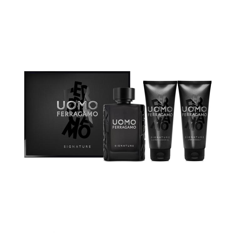 Ferragamo Uomo Signature Darilni set parfumska voda 100 ml + šampon in gel za prhanje 100 ml + balzam po britju 100 ml