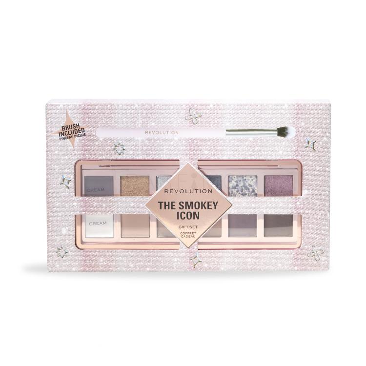 Makeup Revolution London The Smokey Icon Gift Set Darilni set paletka senčil za oči 8,4 g + čopič za senčila za oči