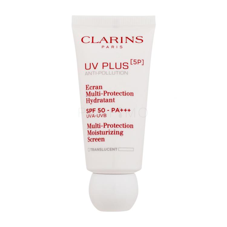 Clarins UV Plus 5P Multi-Protection Moisturizing Screen SPF50 Dnevna krema za obraz za ženske 30 ml Odtenek Translucent