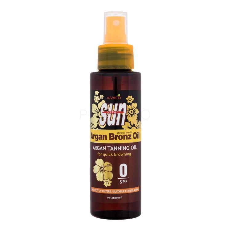 Vivaco Sun Argan Bronz Oil Tanning Oil SPF0 Zaščita pred soncem za telo 100 ml poškodovana steklenička