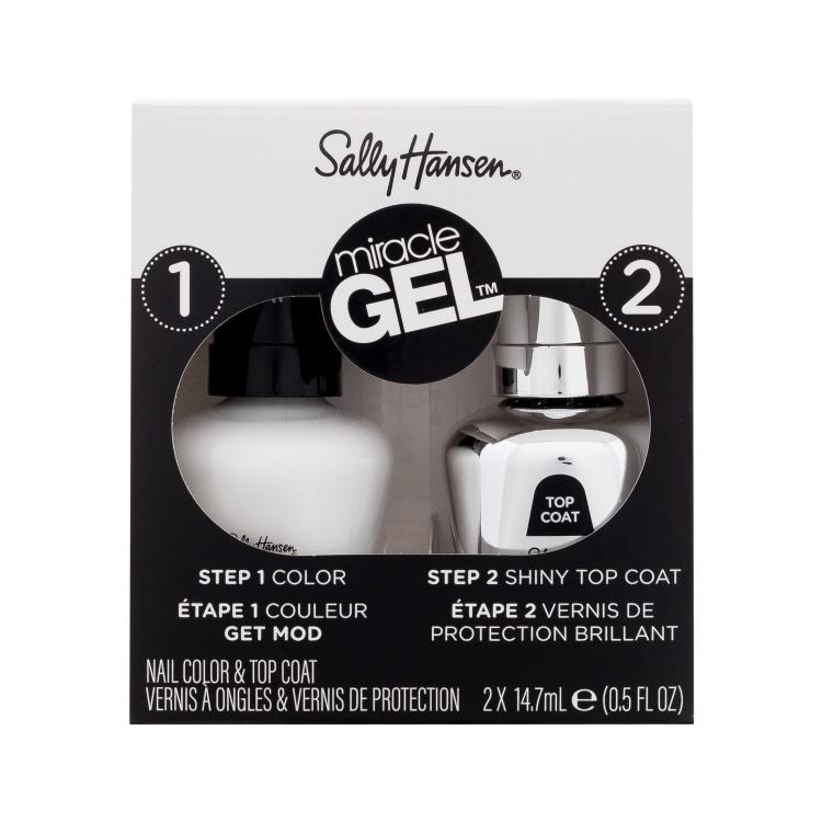 Sally Hansen Miracle Gel Darilni set gel lak za nohte Miracle Gel 14,7 ml + nadlak za nohte Miracle Gel Shiny Top Coat 14,7 ml