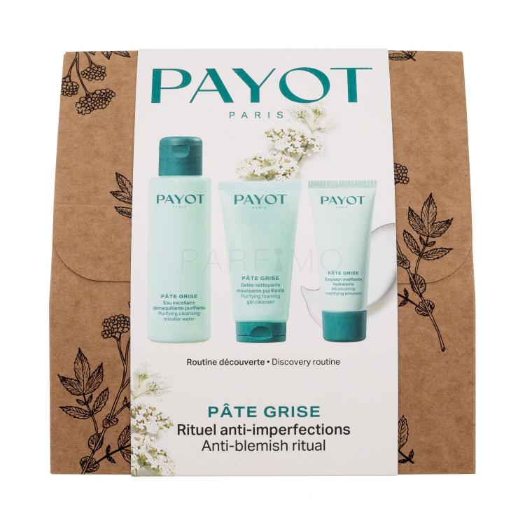 PAYOT Pâte Grise Anti-Blemish Ritual Darilni set micelarna vodica Pate Grise Purifying Cleansing Micellar Water 100 ml + čistilni gel Pate Grise Purifying Foaming Gel Cleanser 50 ml + emulzija za obraz Pâte Grise Moisturising Mattifying Emulsion 30 ml