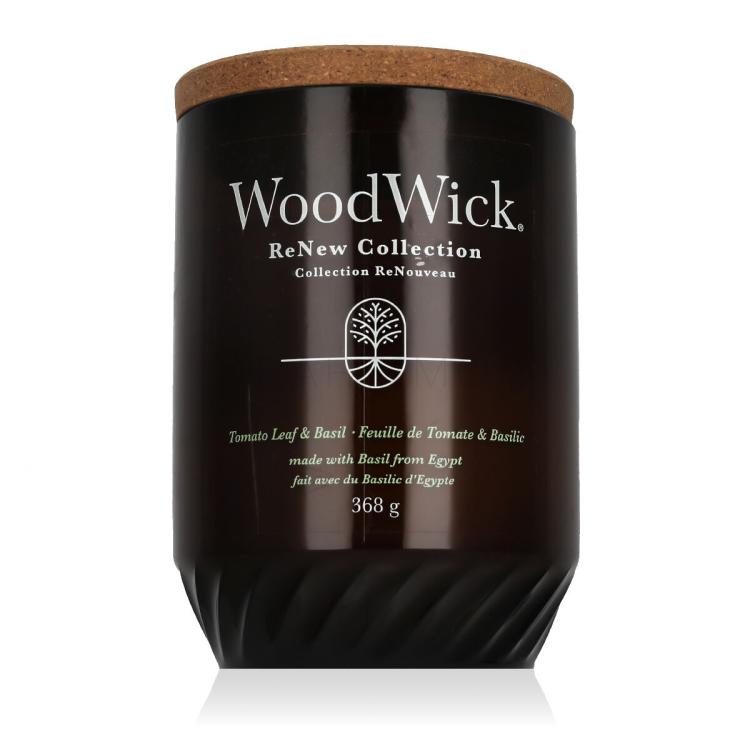 WoodWick ReNew Collection Tomato Leaf &amp; Basil Dišeča svečka 368 g