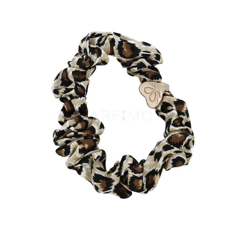 By Eloise London Silk Scrunchie Gold Heart Elastika za lase za ženske 1 kos Odtenek Leopard