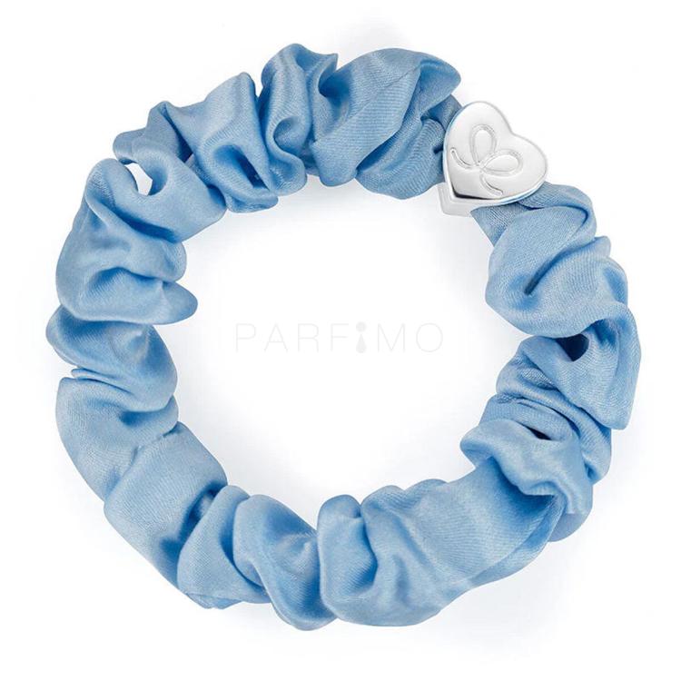 By Eloise London Silk Scrunchie Silver Heart Elastika za lase za ženske 1 kos Odtenek Sky Blue