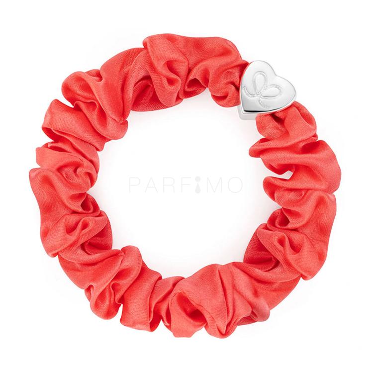 By Eloise London Silk Scrunchie Silver Heart Elastika za lase za ženske 1 kos Odtenek Neon Peach