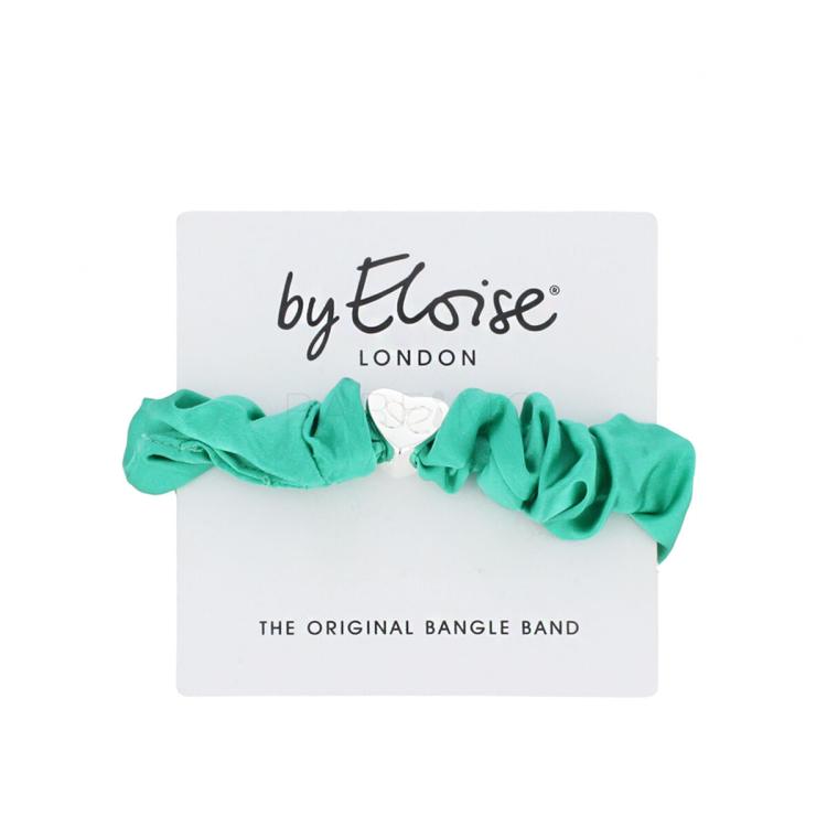 By Eloise London Silk Scrunchie Silver Heart Elastika za lase za ženske 1 kos Odtenek Jungle Green