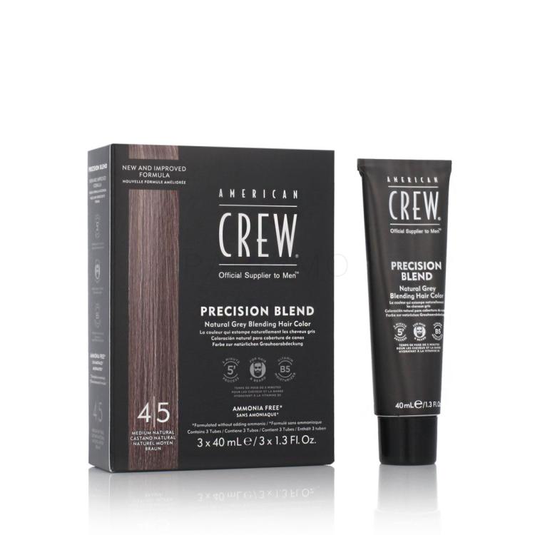 American Crew Precision Blend Natural Grey Blending Hair Color Barva za lase za moške 3x40 ml Odtenek 4/5 Medium Natural