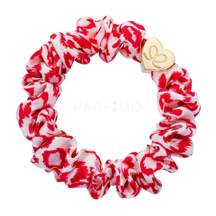 By Eloise London Silk Scrunchie Gold Heart Elastika za lase za ženske 1 kos Odtenek Red Leopard
