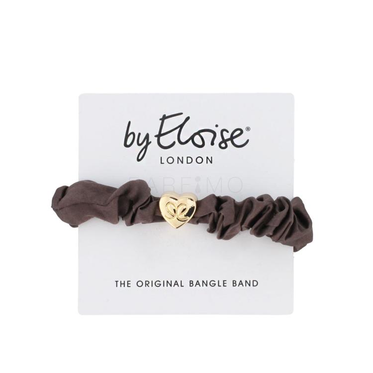 By Eloise London Silk Scrunchie Gold Heart Elastika za lase za ženske 1 kos Odtenek Mocha