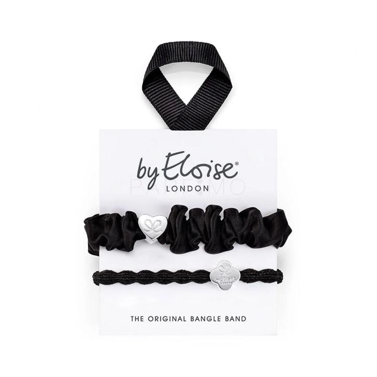 By Eloise London Set Silver &amp; Black Elastika za lase za ženske 1 kos