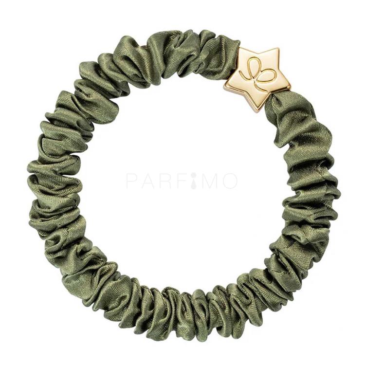 By Eloise London Skinny Silk Scrunchie Gold Star Elastika za lase za ženske 1 kos Odtenek Olive Green