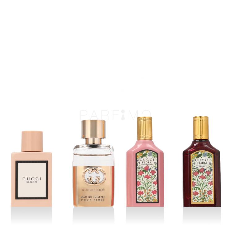 Gucci Mini Set Darilni set parfumska voda Bloom 5 ml + parfumska voda Flora Gorgeous Gardenia 5 ml + parfumska voda Flora Gorgeous Gardenia Intense 5 ml + toaletna voda Guilty Pour Femme 5 ml