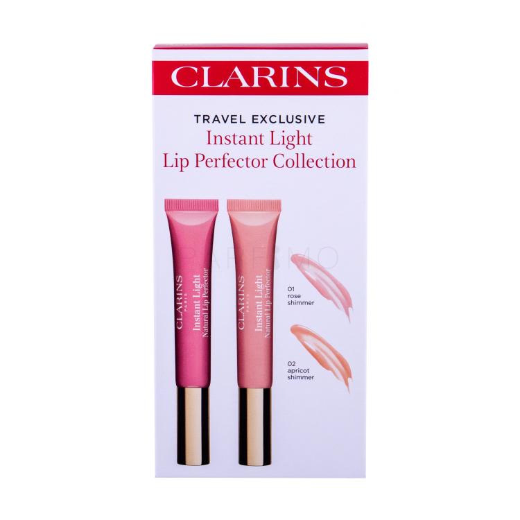 Clarins Instant Light Lip Perfector Collection Darilni set sijaj za ustnice Instant Light 12 ml + sijaj za ustnice Instant Light 12 ml 02 Apricot Shimmer