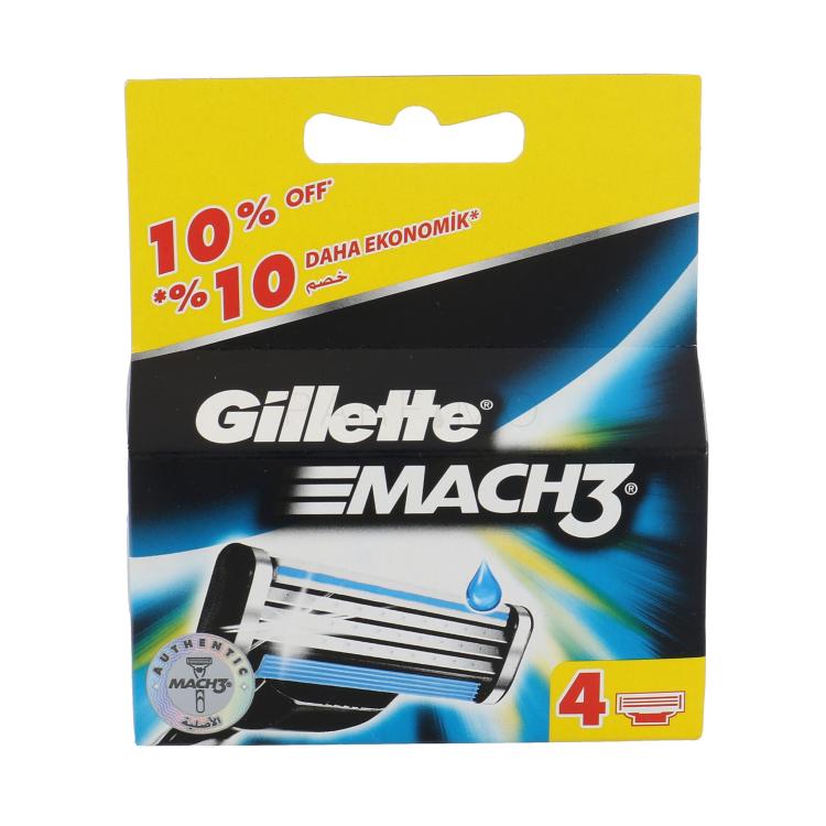 Gillette Mach3 Nadomestne britvice za moške 4 kos poškodovana škatla