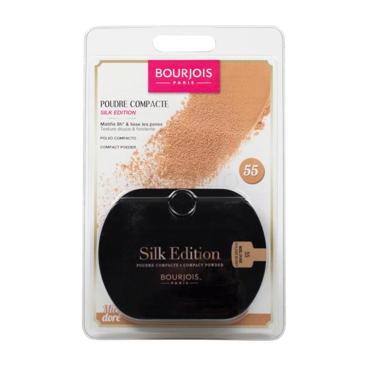 BOURJOIS Paris Silk Edition Compact Powder Puder v prahu za ženske 9 g Odtenek 55 Golden Honey