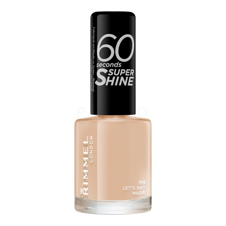 Rimmel London 60 Seconds Super Shine Lak za nohte za ženske 8 ml Odtenek 513 Let´s Get Nude