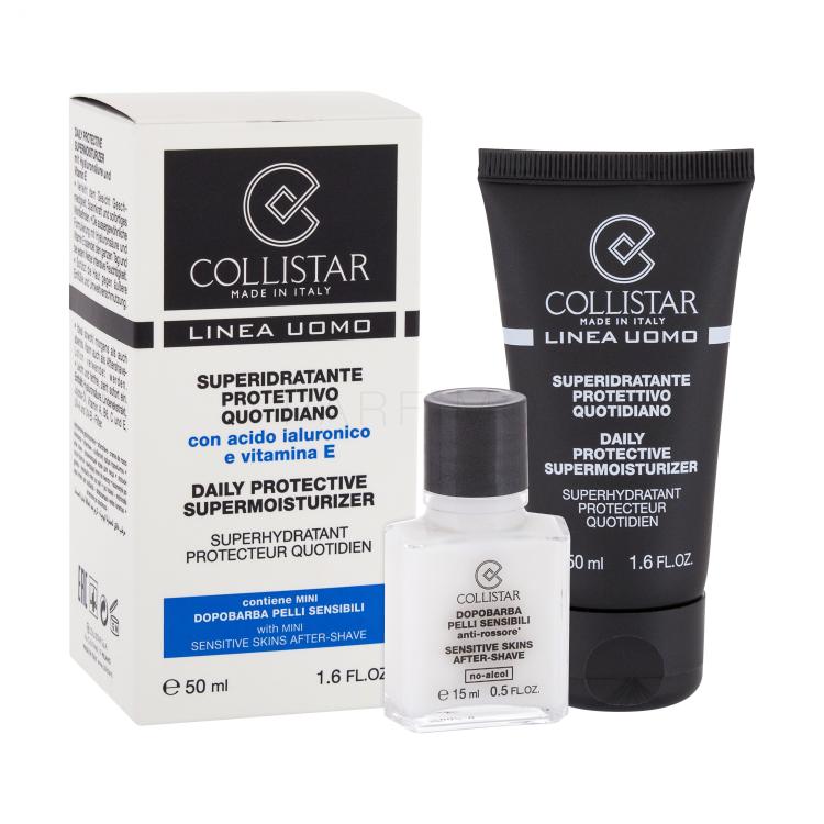 Collistar Men Daily Protective Supermoisturizer Darilni set dnevna krema 50 ml + gel po britju za občutljivo kožo 15 ml
