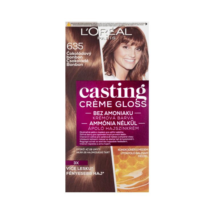 L&#039;Oréal Paris Casting Creme Gloss Barva za lase za ženske 48 ml Odtenek 635 Chocolate Bonbon
