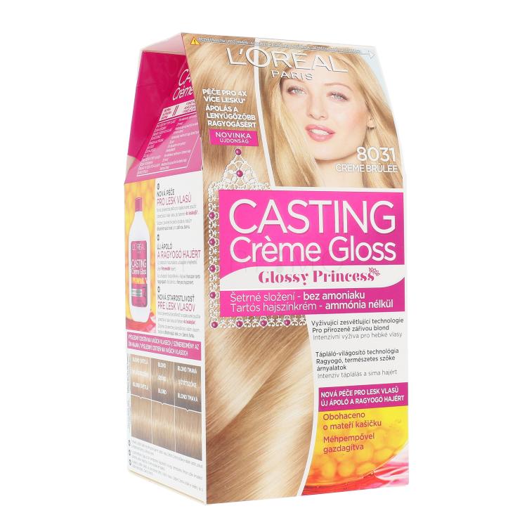 L&#039;Oréal Paris Casting Creme Gloss Glossy Princess Barva za lase za ženske 48 ml Odtenek 8031 Creme Brulée
