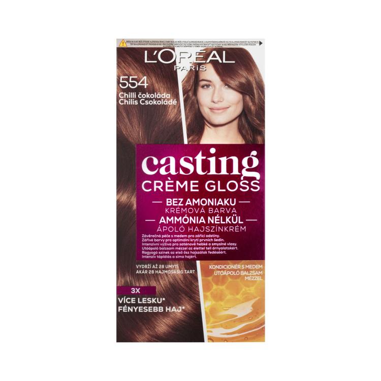 L&#039;Oréal Paris Casting Creme Gloss Barva za lase za ženske 48 ml Odtenek 554 Chilli Chocolate