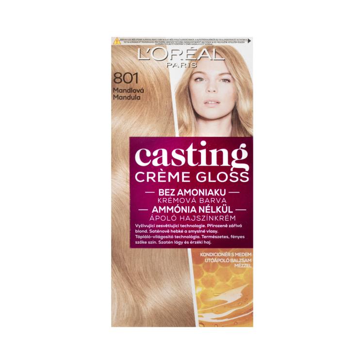 L&#039;Oréal Paris Casting Creme Gloss Glossy Blonds Barva za lase za ženske 48 ml Odtenek 801 Silky Blonde