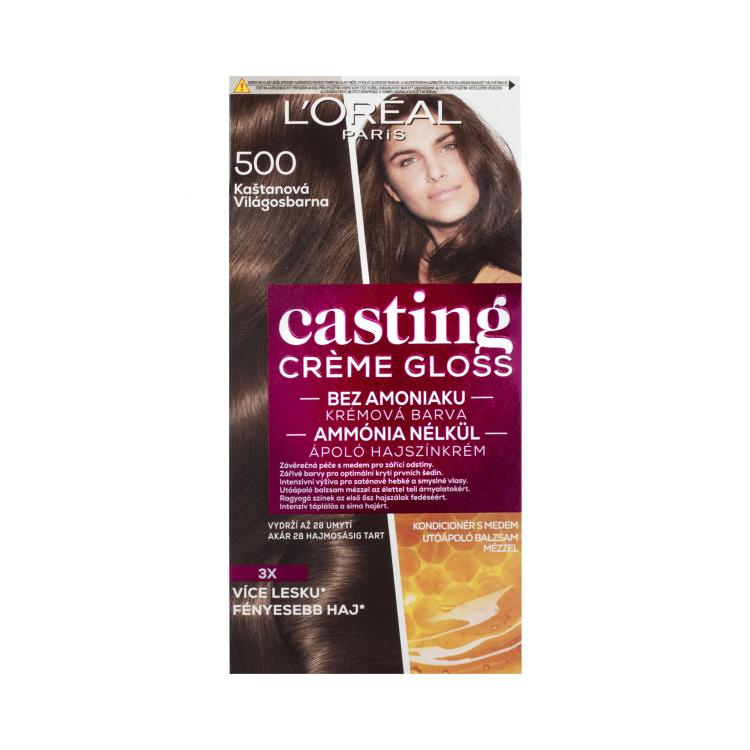 L&#039;Oréal Paris Casting Creme Gloss Barva za lase za ženske 48 ml Odtenek 500 Medium Brown