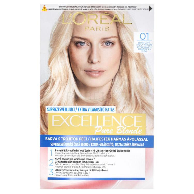 L&#039;Oréal Paris Excellence Creme Triple Protection Barva za lase za ženske 48 ml Odtenek 01 Lightest Natural Blonde