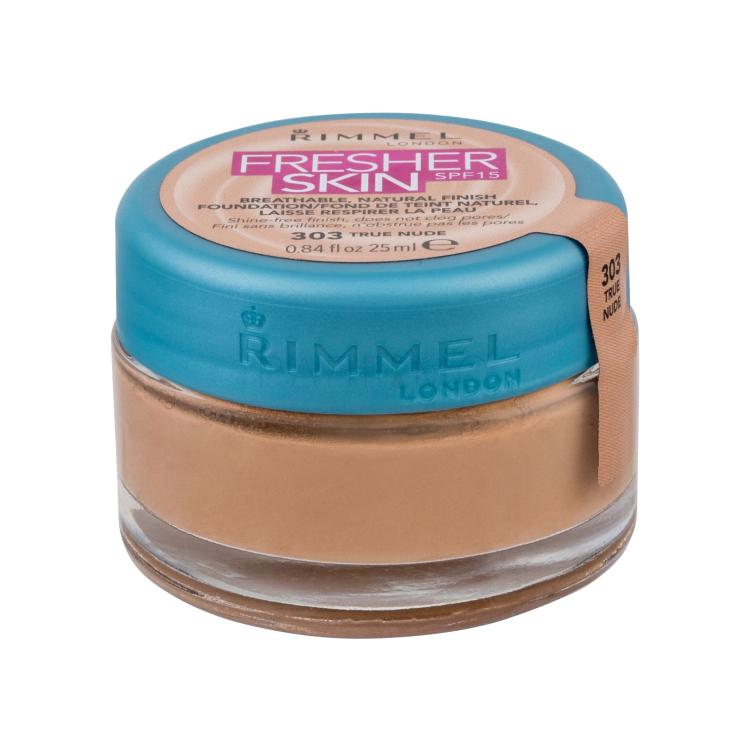 Rimmel London Fresher Skin SPF15 Puder za ženske 25 ml Odtenek 303 True Nude