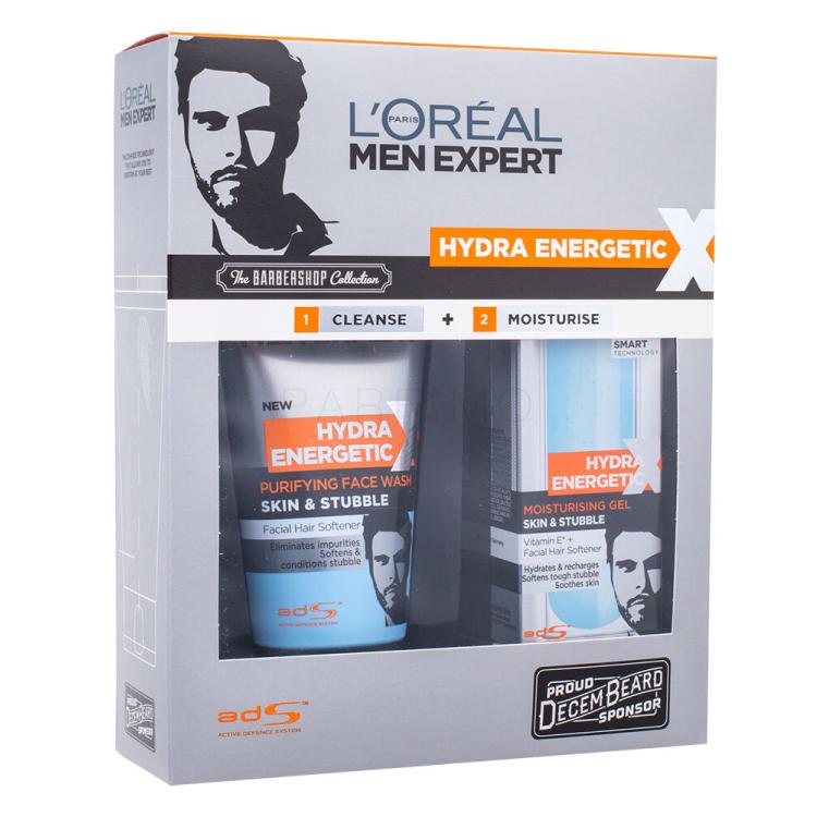 L&#039;Oréal Paris Men Expert Hydra Energetic Darilni set čistilna pena Skin &amp; Stubble Purifying Face Wash 150 ml + vlažilna nega Skin &amp; Stubble Moisturising Gel 50 ml