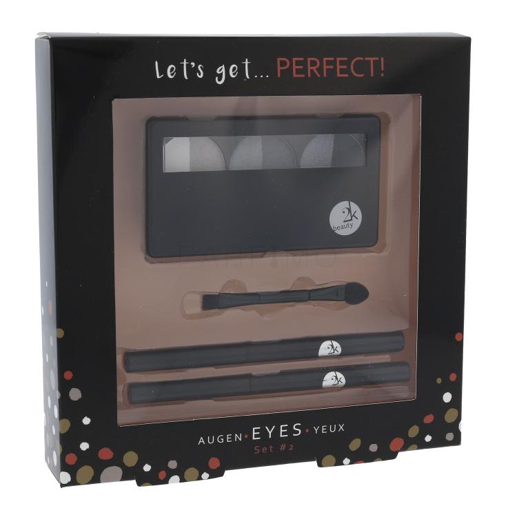 2K Let´s Get Perfect! Darilni set paletka senčil za oči 6,6 g + aplikator za senčila 1 kos + svinčnik za oči 0,2 g 086 + svinčnik za oči 0,2 g 087
