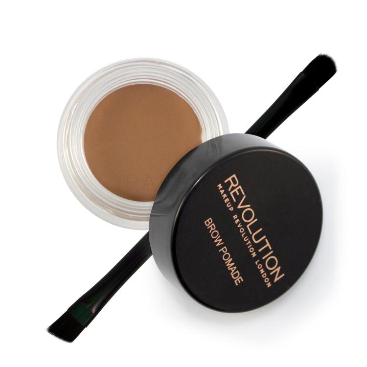 Makeup Revolution London Brow Pomade With Double Ended Brush Gel za obrvi za ženske 2,5 g Odtenek Soft Brown