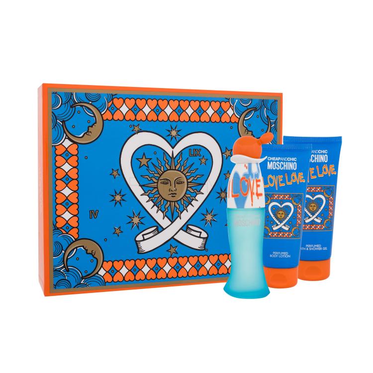 Moschino Cheap And Chic I Love Love Darilni set toaletna voda 50 ml + losjon za telo 100 ml + gel za prhanje 100 ml